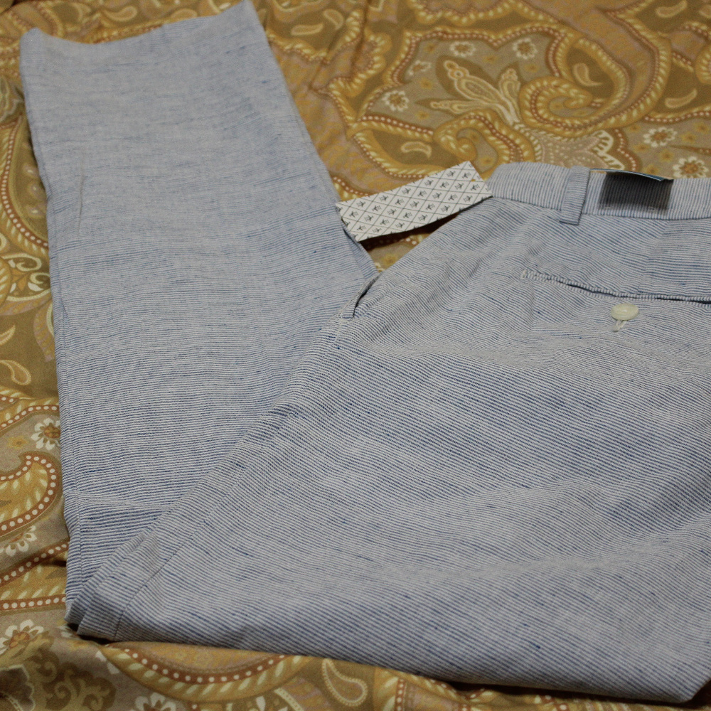 Cotton linen pant in Blue stripe - 29